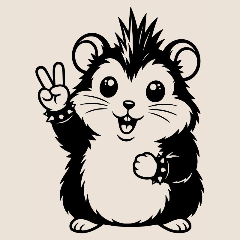 Punker Hamster mit Peace Zeichen