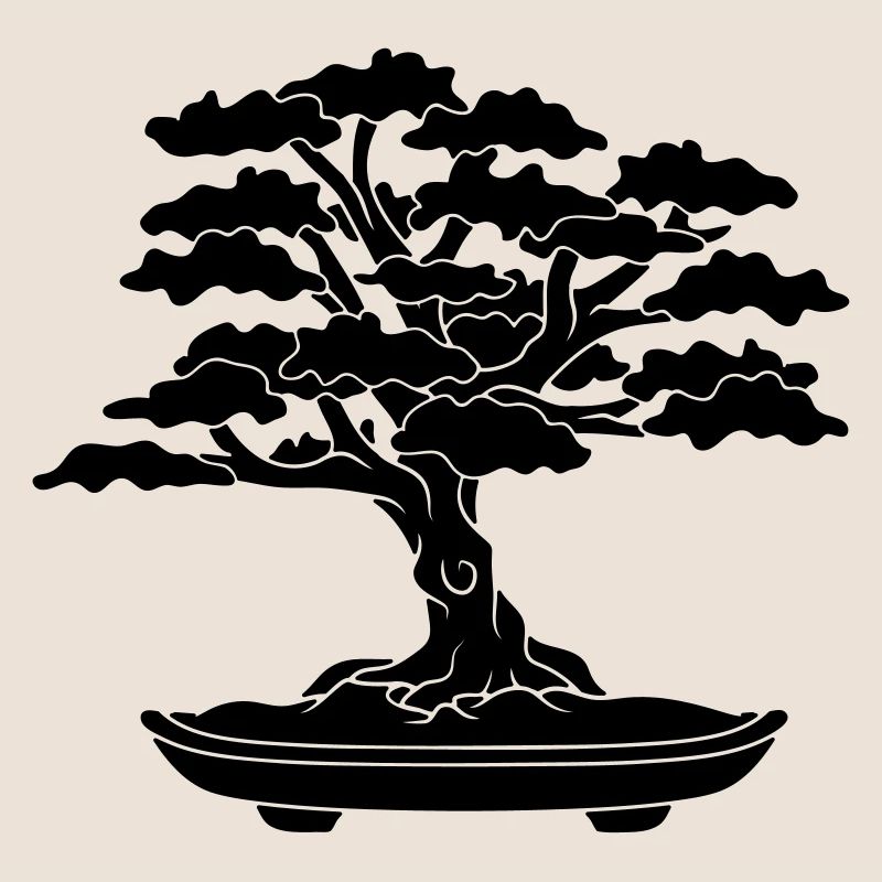 schwarzes comic baeumchen mini bonsai blaetter aes
