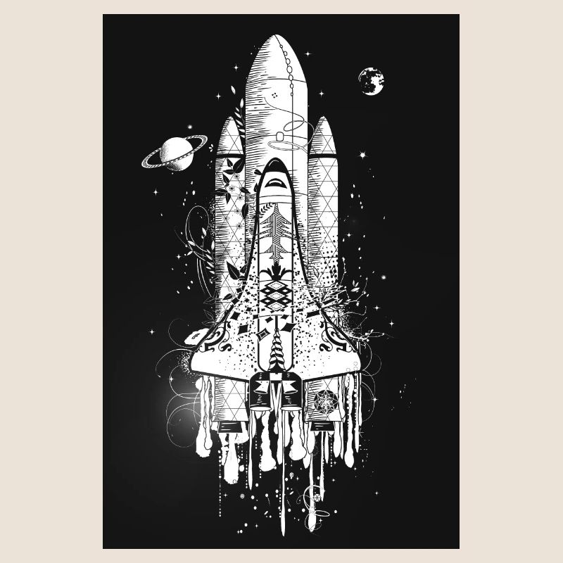 Navette spatiale imaginative dans le style graffiti