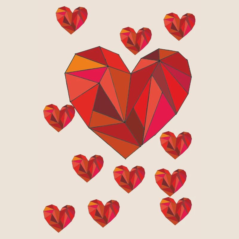 Geometric heart pattern in warm red