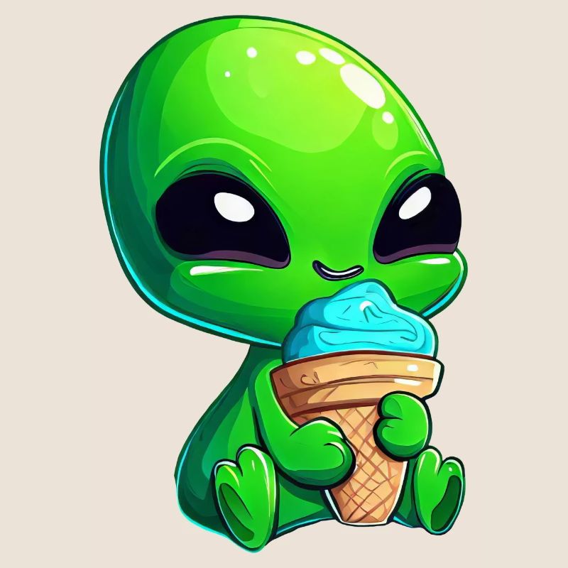 alien grün außerirdischer eis softeis blaues eis