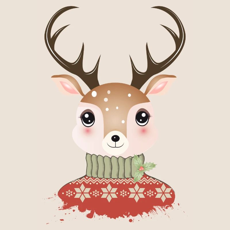 cerf chic mignon avec pull de Noël