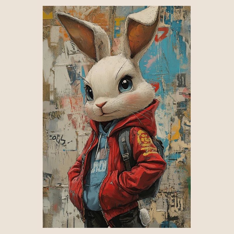 Bunny in graffiti jacket