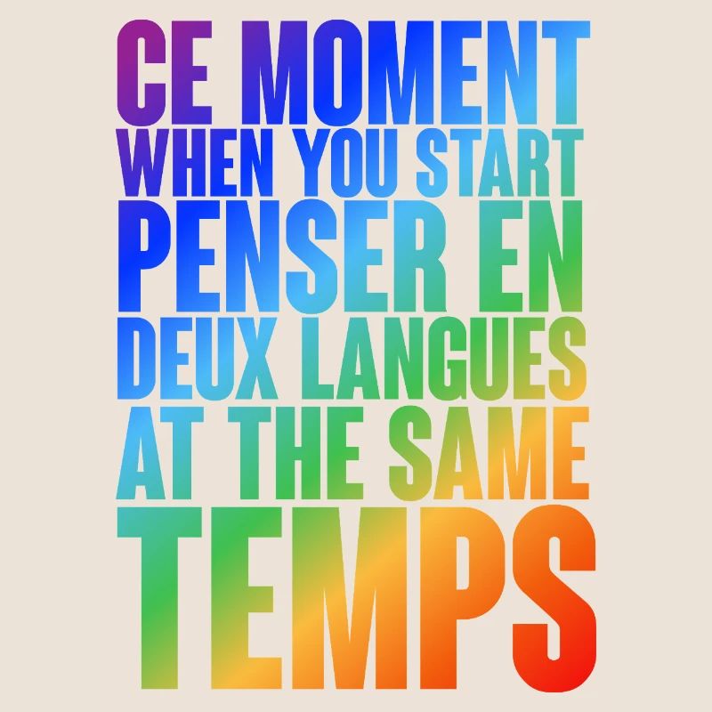 Multilingual thinking motif in color gradient