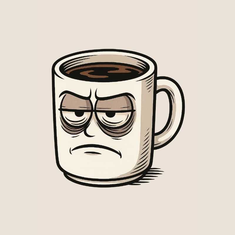 Coffee cup with grumpy face