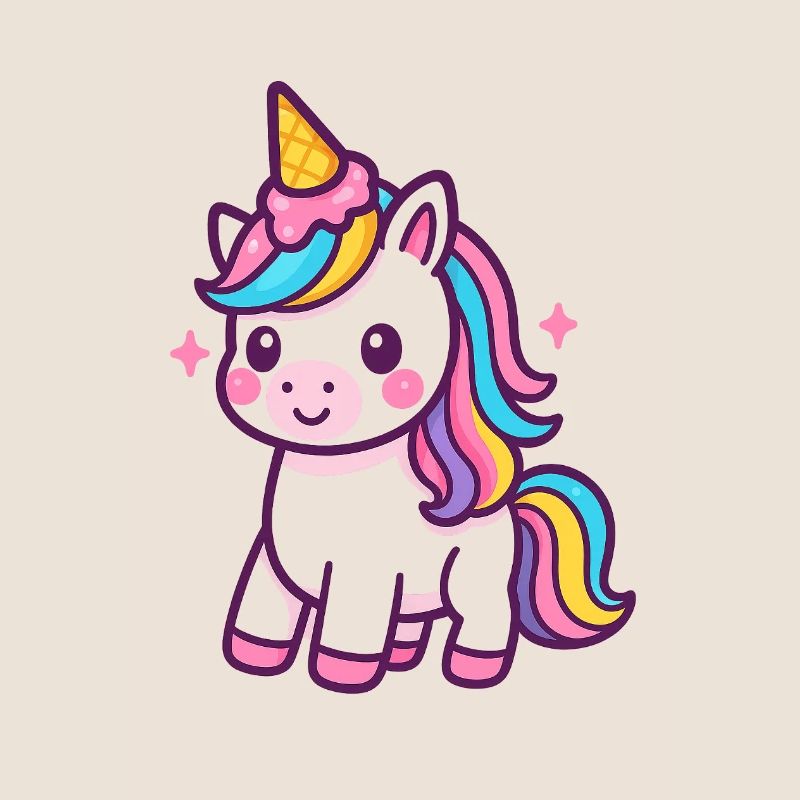 Buntes Einhorn mit Regenbogenmähne