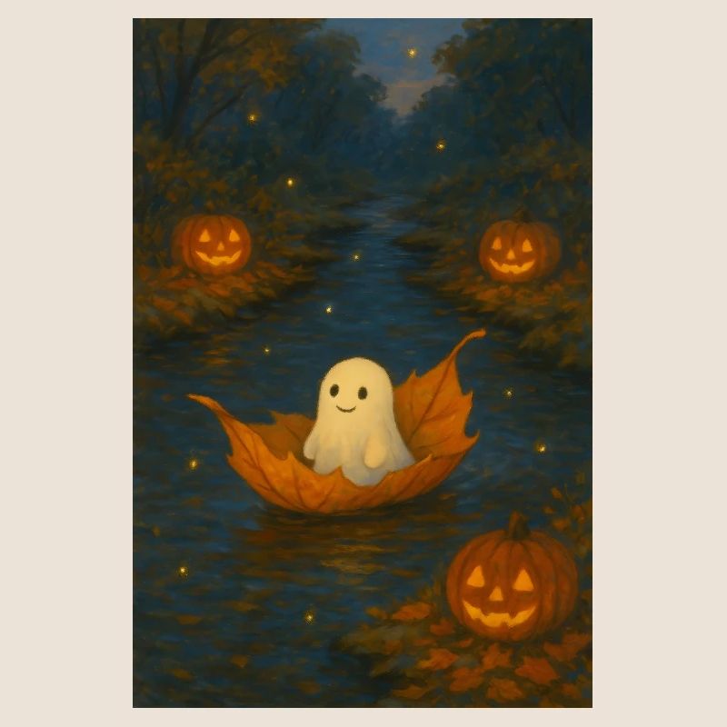 Fantôme mignon dans le feuillage d’automne