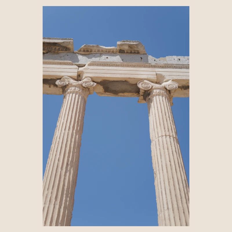 Ancient columns under blue sky, Acropolis