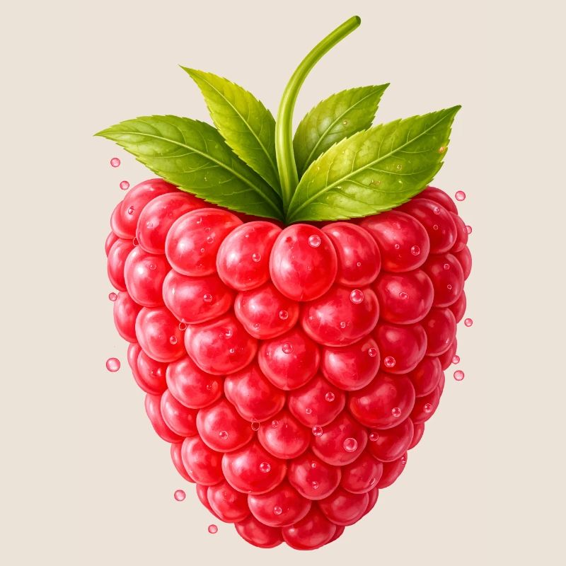 Frische Himbeere mit Blättern 