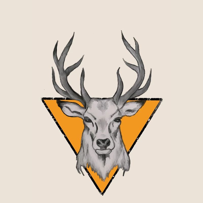 Tête de cerf dans un triangle orange