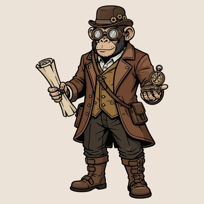 Singe Explorateur Steampunk Aventure Rétro