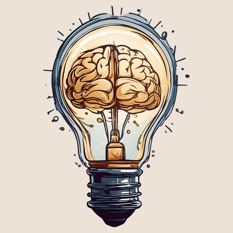 Thought Lamp: Brain Ideas in Light Bulb