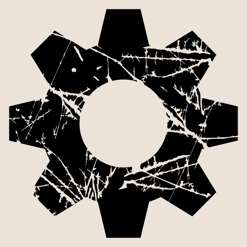 old scratch cracks stamp engineer gear wheel danger