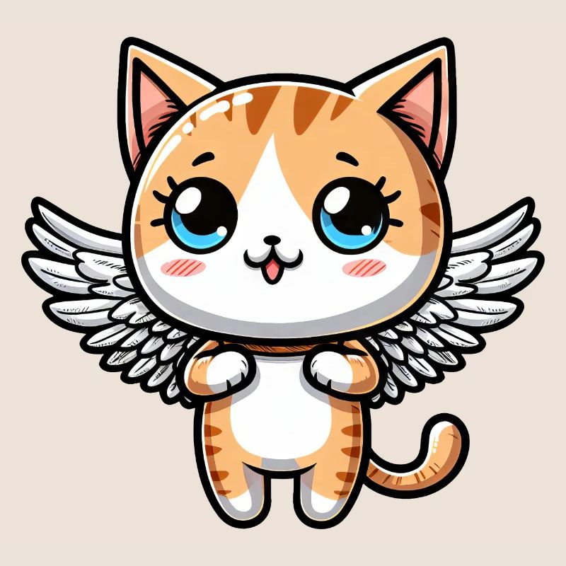 Chat de bande dessinée mignon avec des ailes d’ange