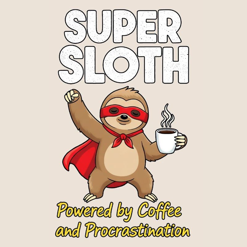 Super Sloth Held Coffee Cape