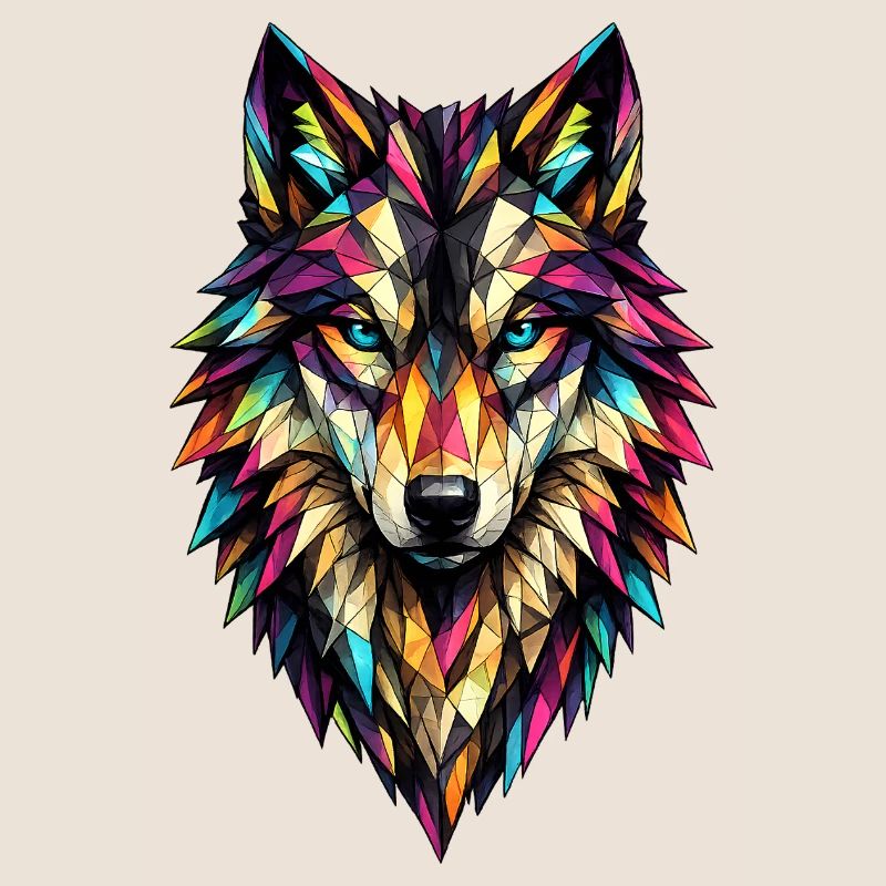 Farbgeometrischer Wolf