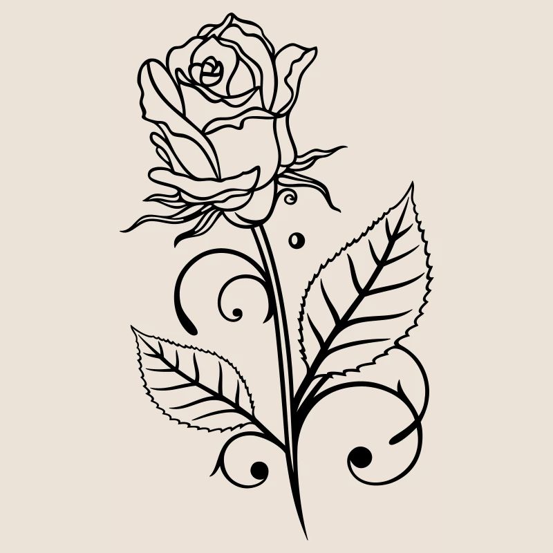 Rose avec feuilles