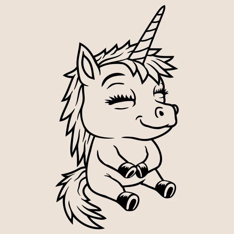 Kleines sitzendes Comic Einhorn