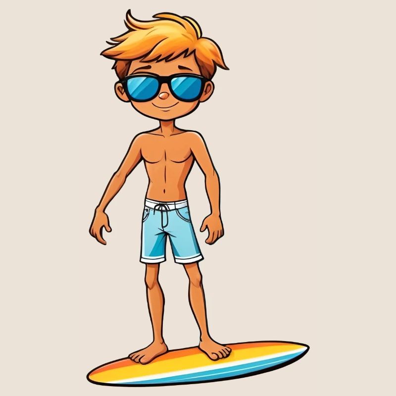 Cool Young Surfer Dude Boy