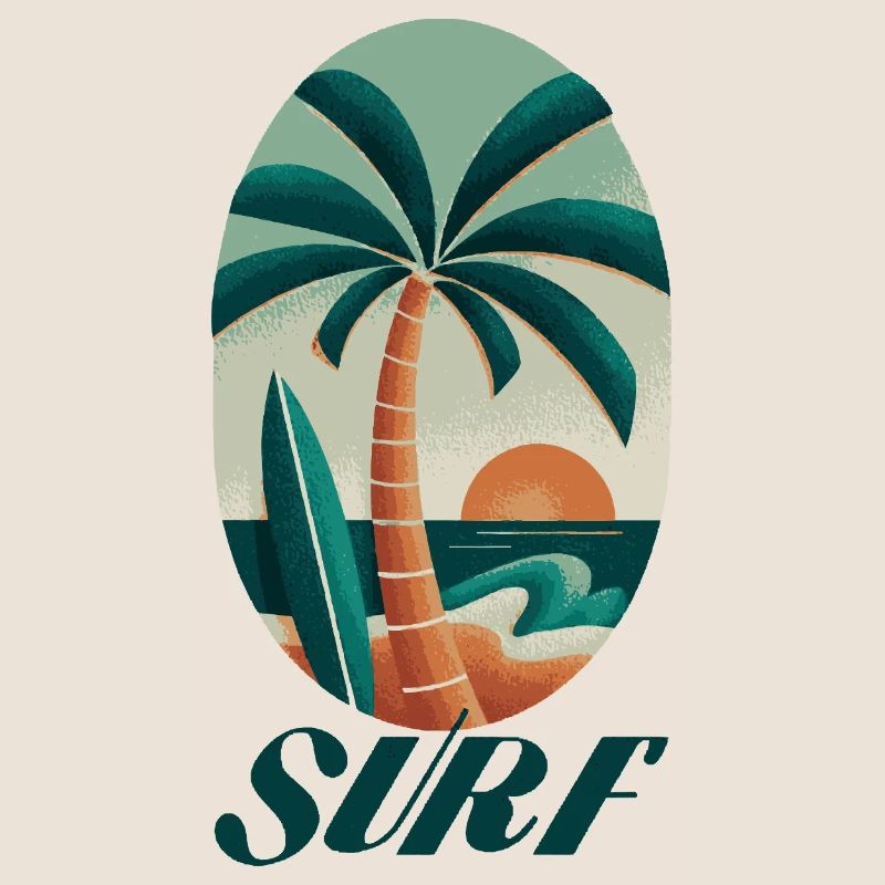 Surf Palm Tree and Beach