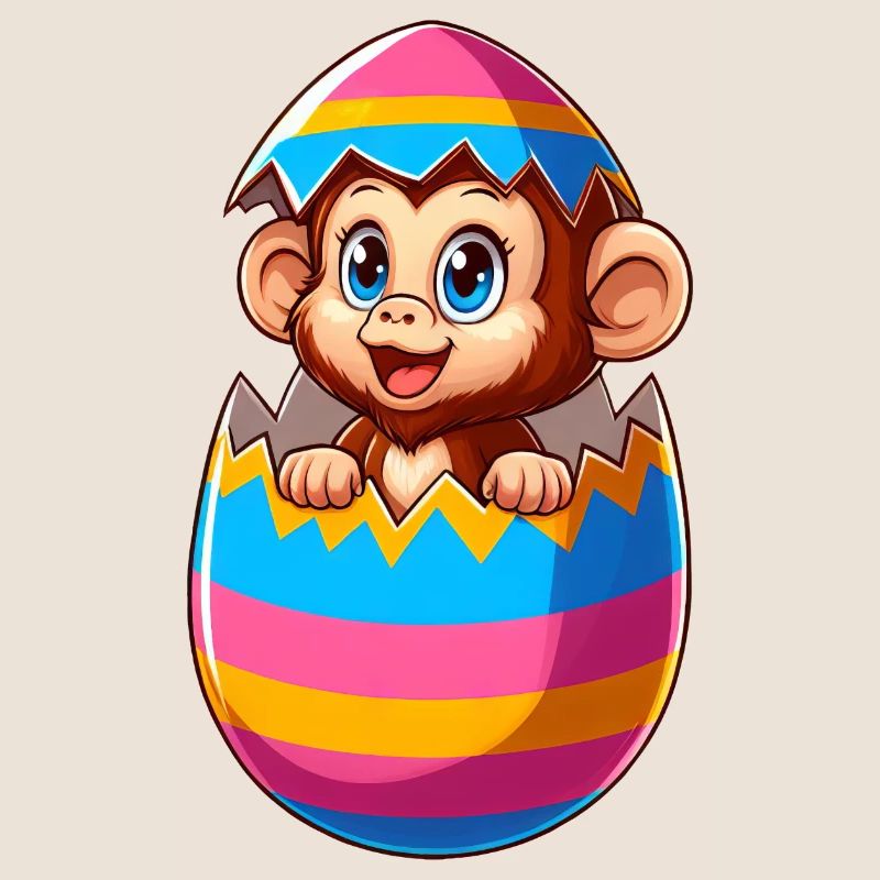 Easter Monkey Hatches Easter Egg Design