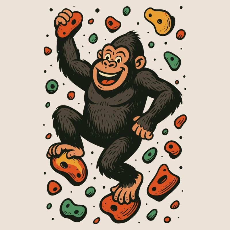 Bouldering Gorilla Monkey Climbing Retro Gift