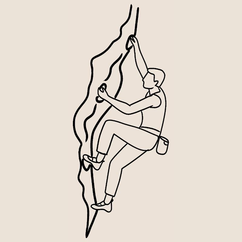 Man on climbing wall