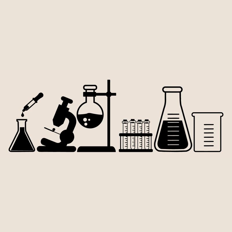 Laboratory with jars, microscope and tubes