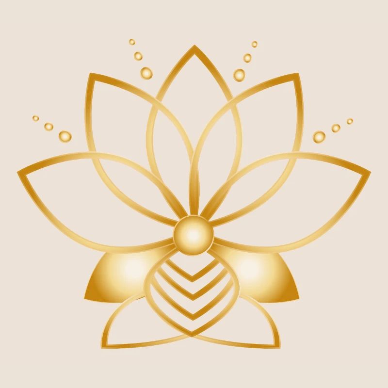 Symbole fleur stylisée dorée minimaliste