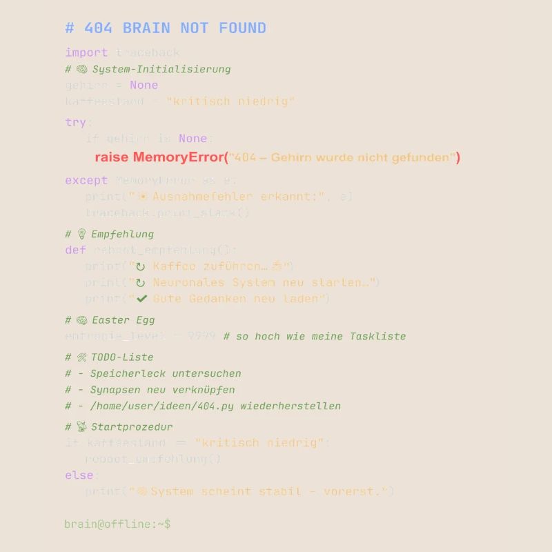 404 Cerveau introuvable Code Python