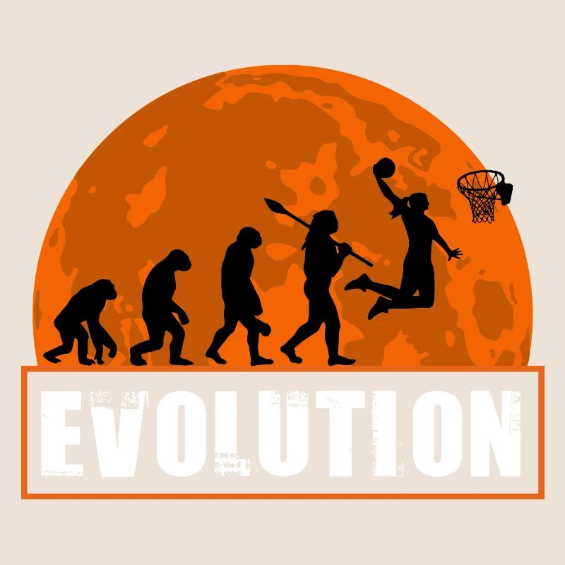 Basketball Evolution Player Dunking Silhouette