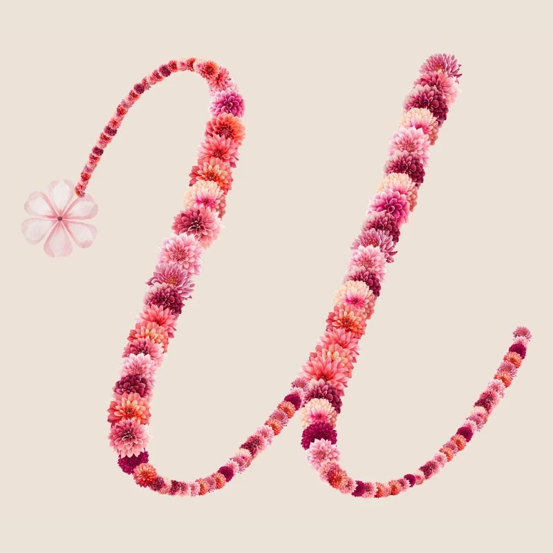 Romantisches Blumenmonogramm "U"