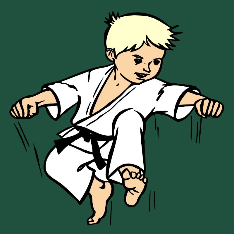 Karatekind oder Judokind mit schwarzem Gürtel