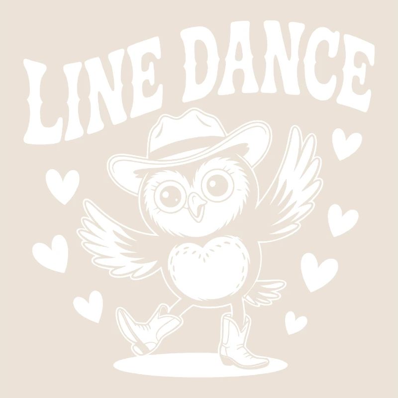 Line Dance Eule lustige Eule mit Stetson und Boots