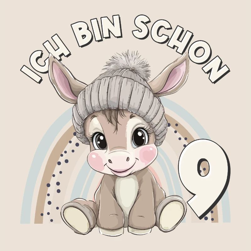 9. Geburtstag Esel Regenbogen Süß Niedlich