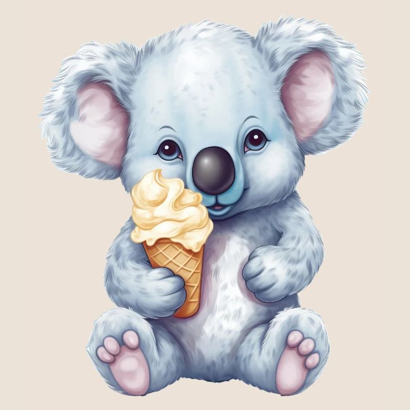 Süßer Comic Koala mit Vanille Softeis