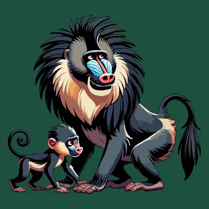 Mandrill Mutter und Kind