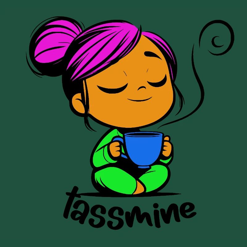 Tassmine enspannt mit einer Tasse Tee oder Kaffee