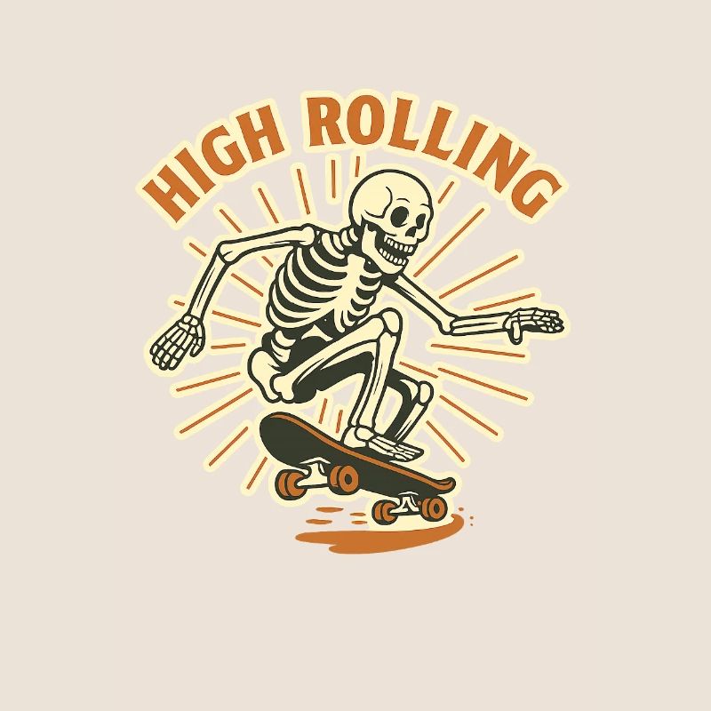 High Rolling Skelett Skateboard