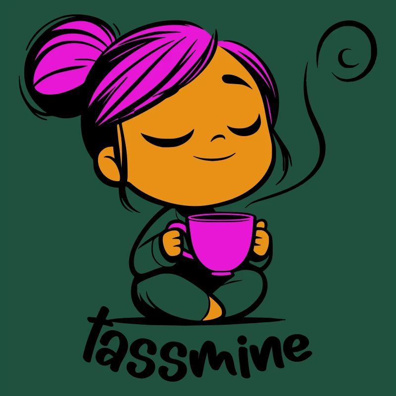 Tassmine enspannt mit einer Tasse Tee oder Kaffee