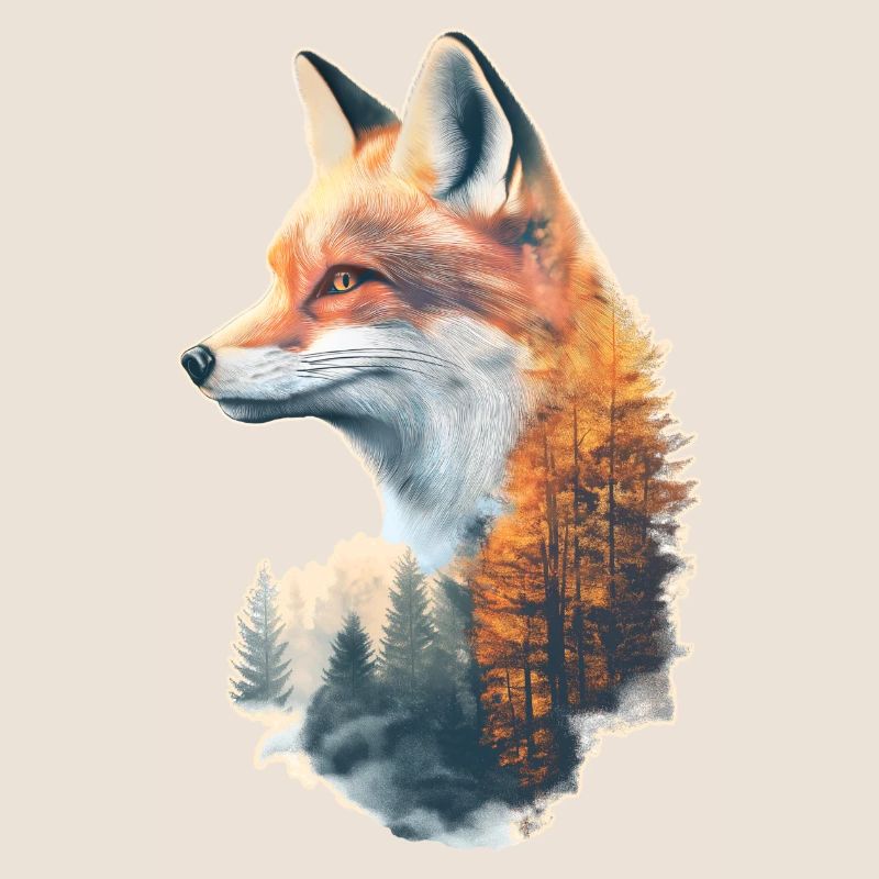 Fox in the autumn forest