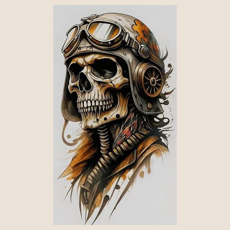 Skeleton pilot in steampunk style