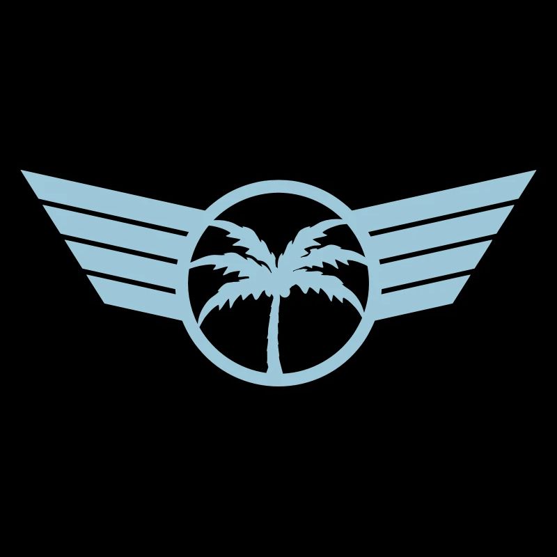 Palm Tree Logo Wing Crest Emblem Symbol Sun Blue