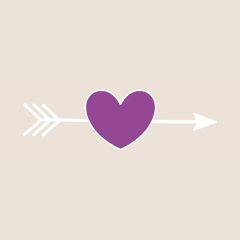 Coeur Violet Blanc avec Flèche Saint Valentin