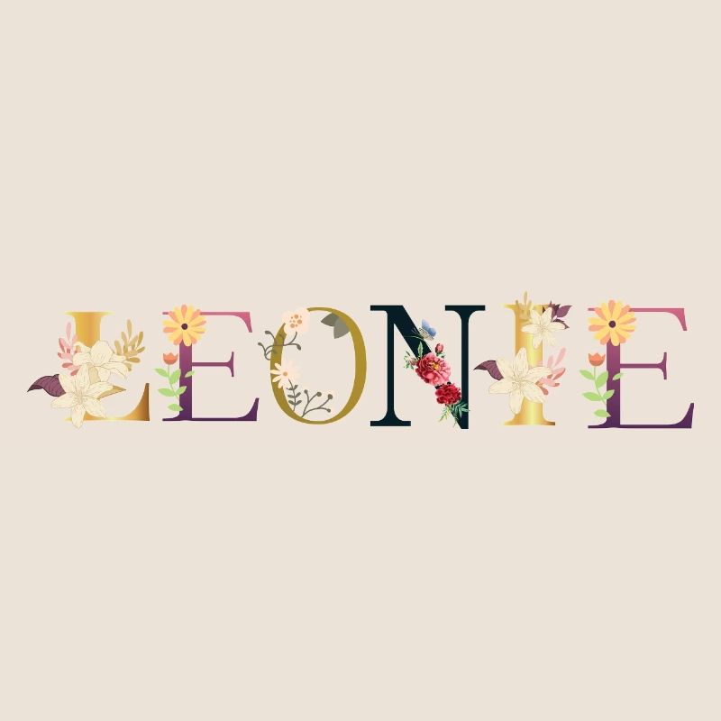 Le prénom de LEONIE décoré de fleurs