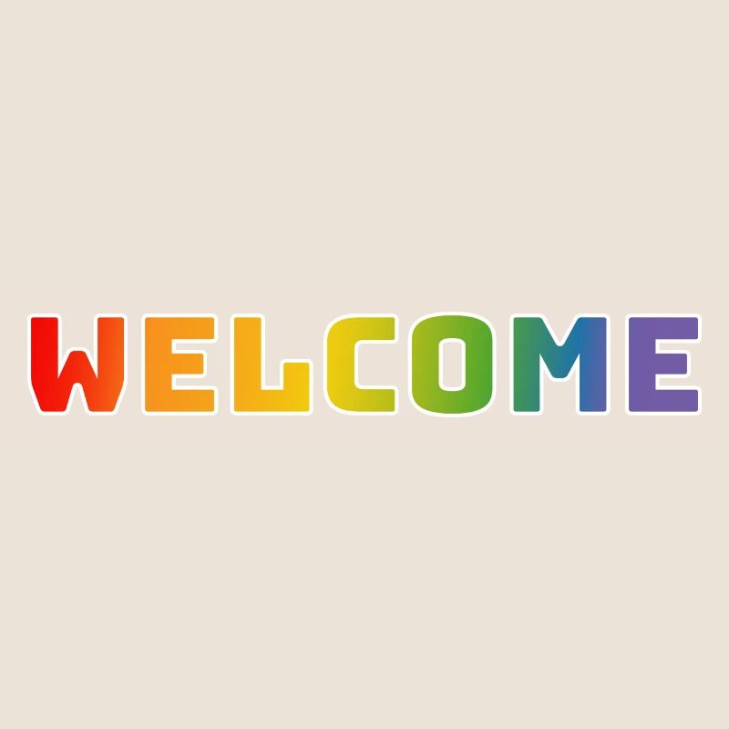 Regenbogen welcome weiss