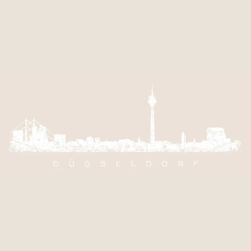 Die Skyline von Düsseldorf (Vintage/Weiß)