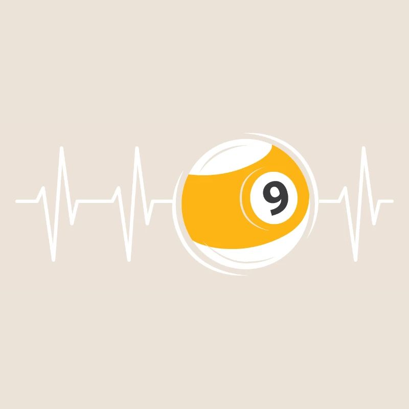 Heartbeat 9-Ball Billiards Symbol Pulse Pool ECG
