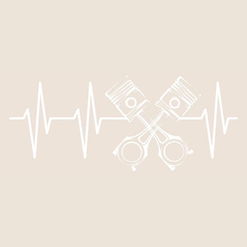 V8 Piston Pulse Racing Car Heartbeat Engine Logo