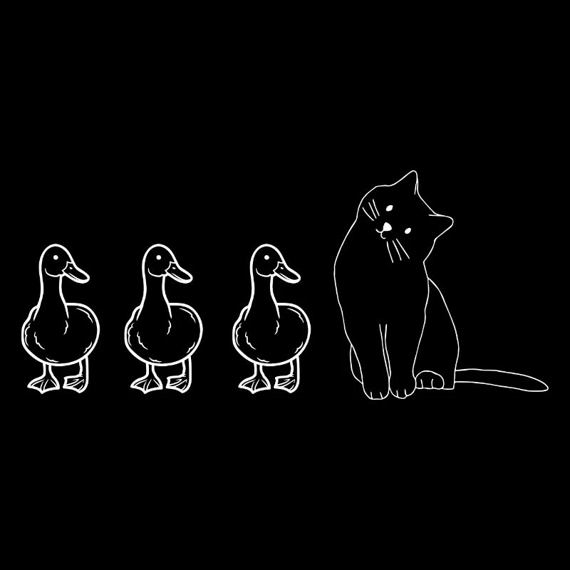 Cute Animals Ducks and Cat